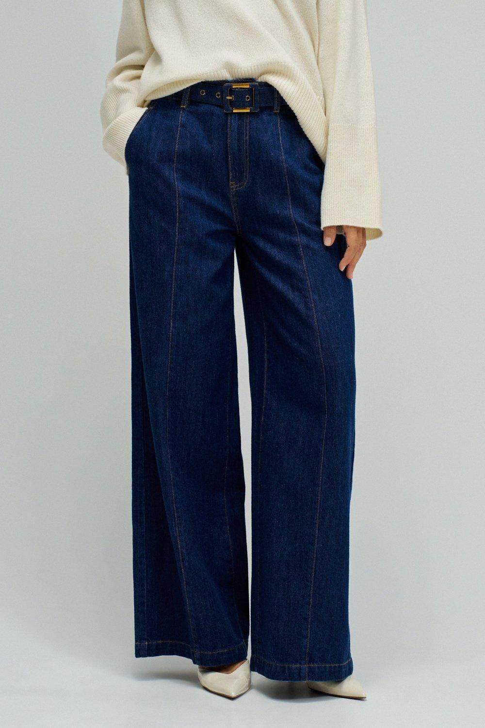 Wide Leg Chino Trousers, Dark Blue, large image number 0