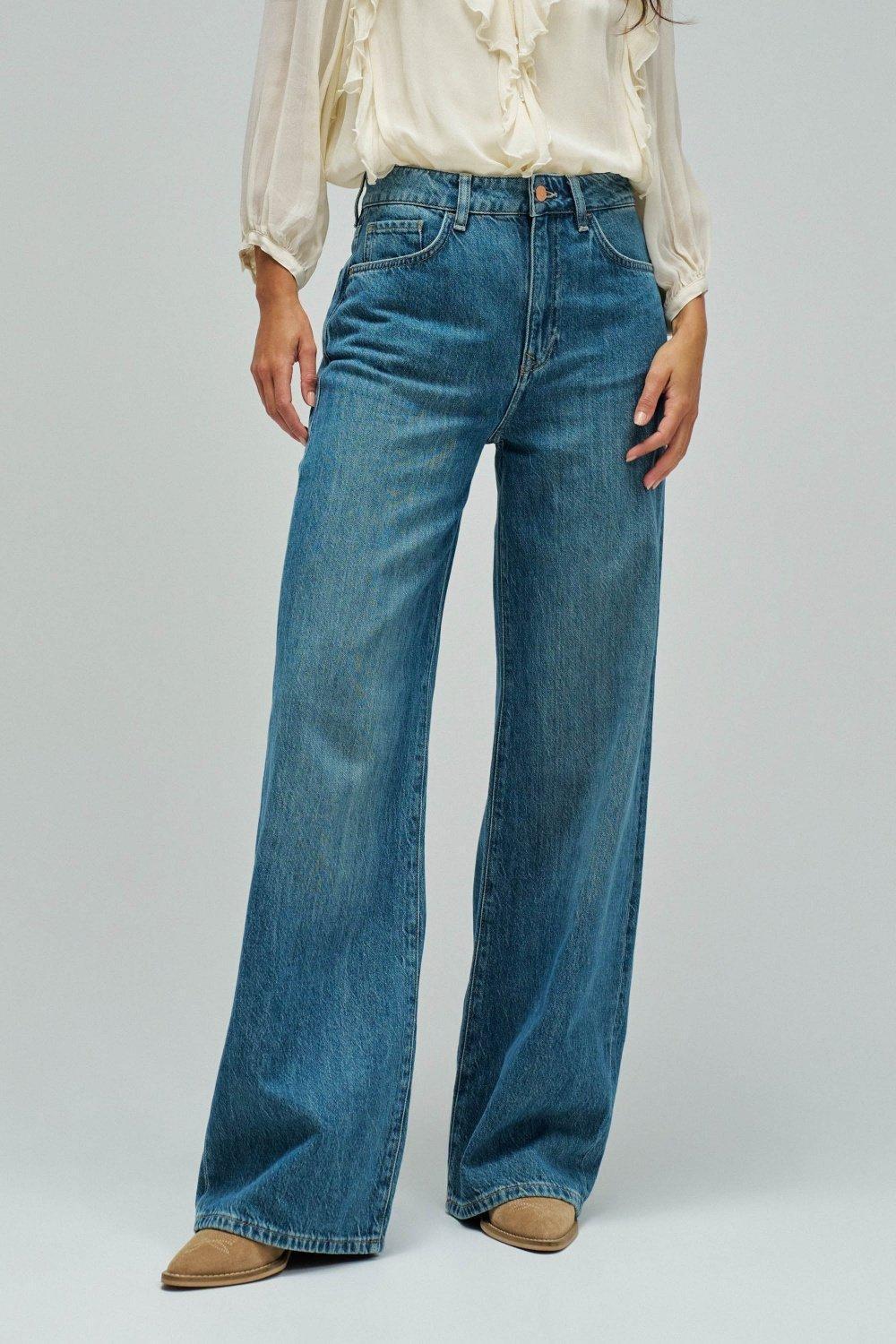 Wide Leg Jeans, Blue, large image number 0