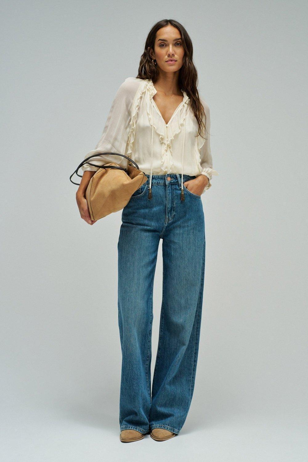 Wide Leg Jeans, Blue, medium