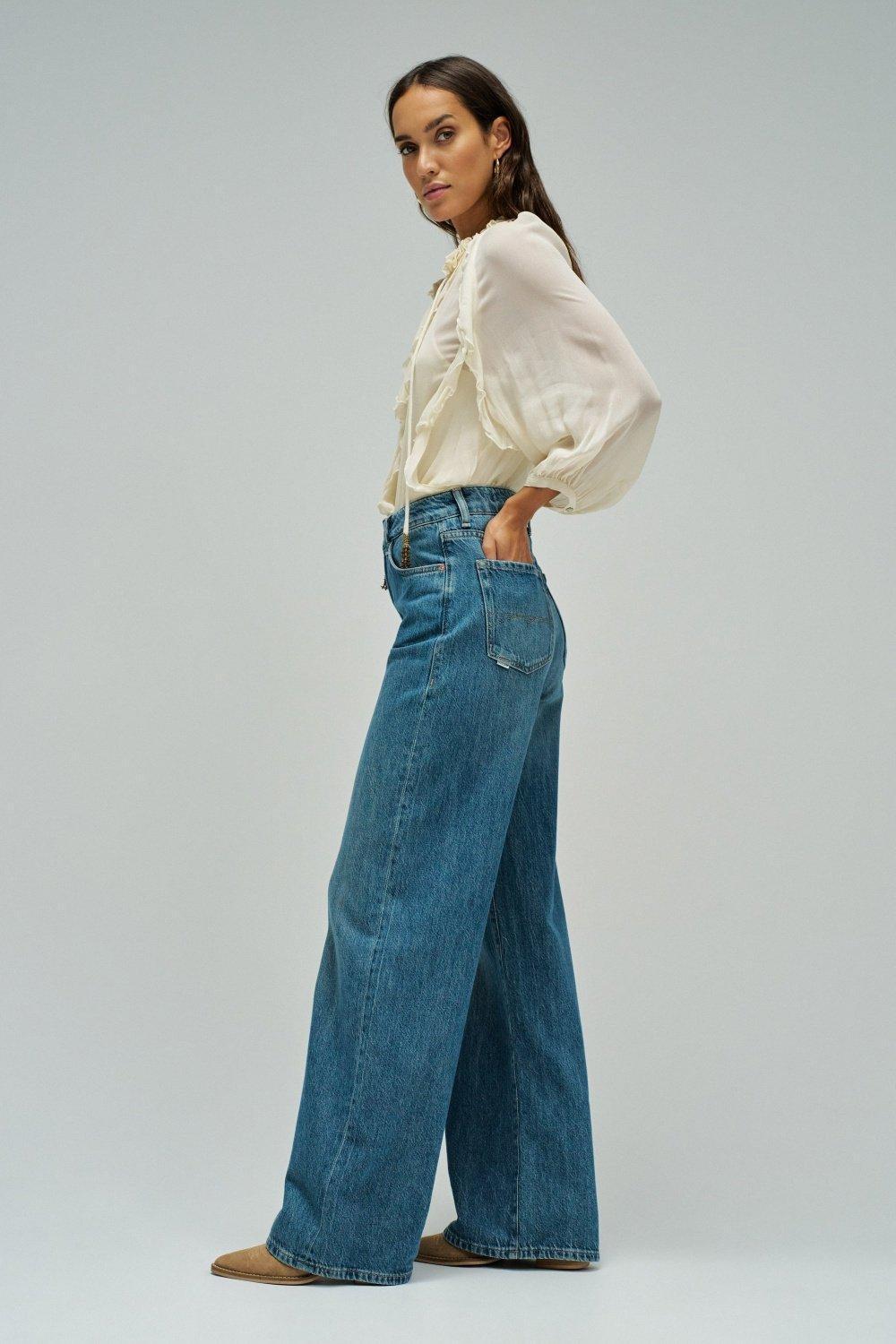 Wide Leg Jeans, Blue, medium