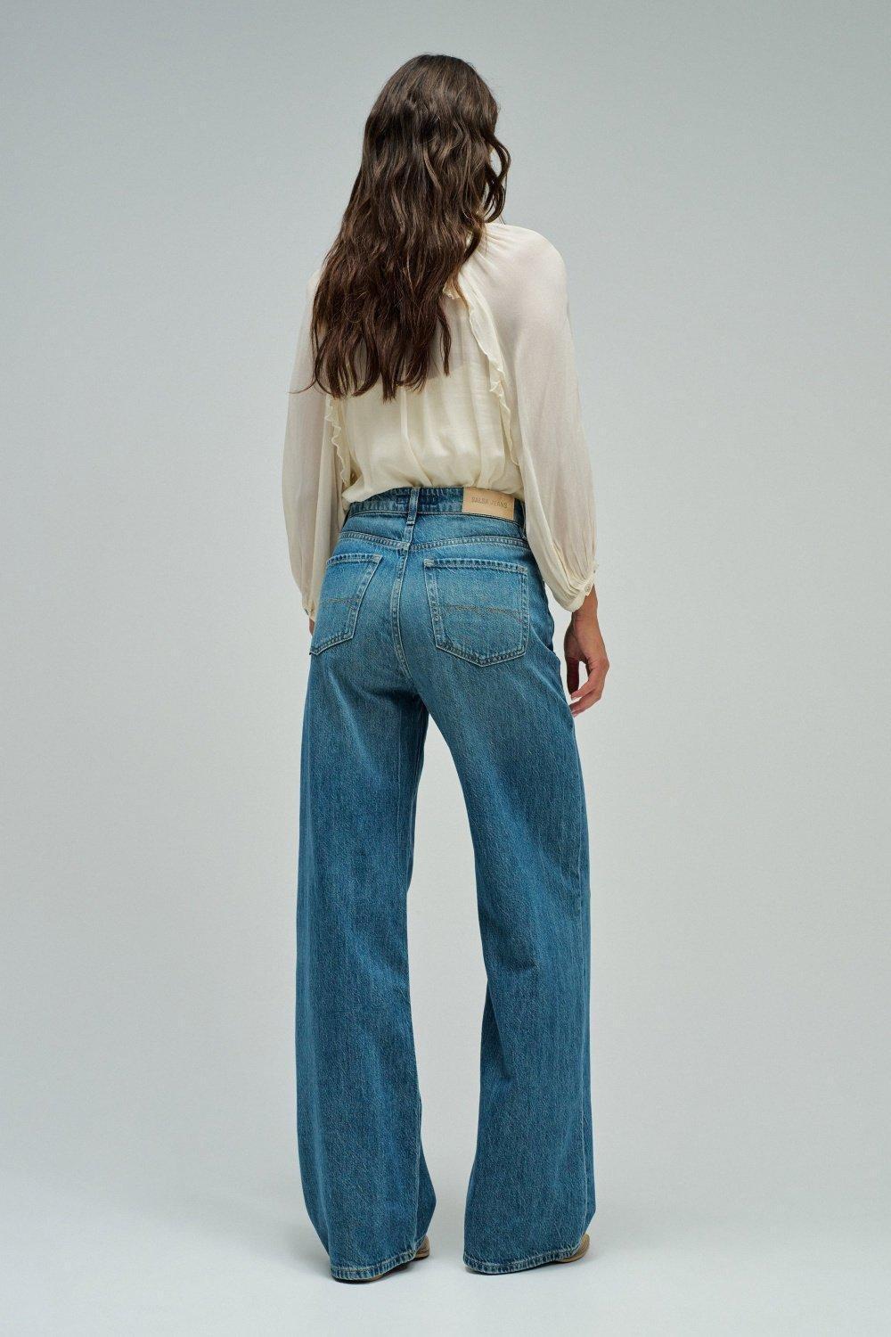 Wide Leg Jeans, Blue, large image number 3