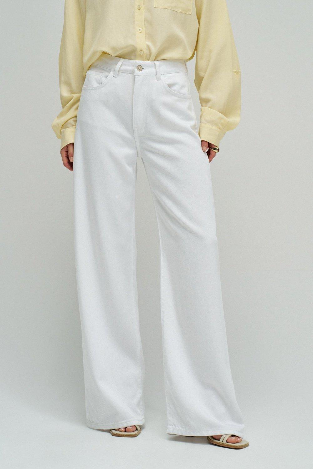 Wide Leg Jeans, White, medium