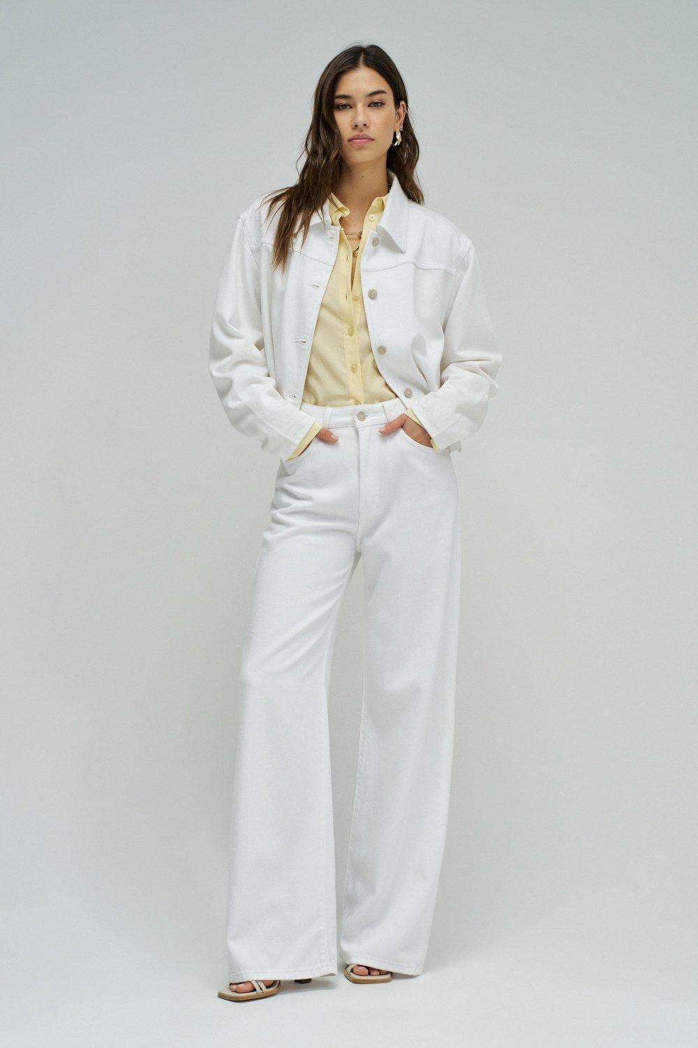 Wide Leg Jeans, White, medium