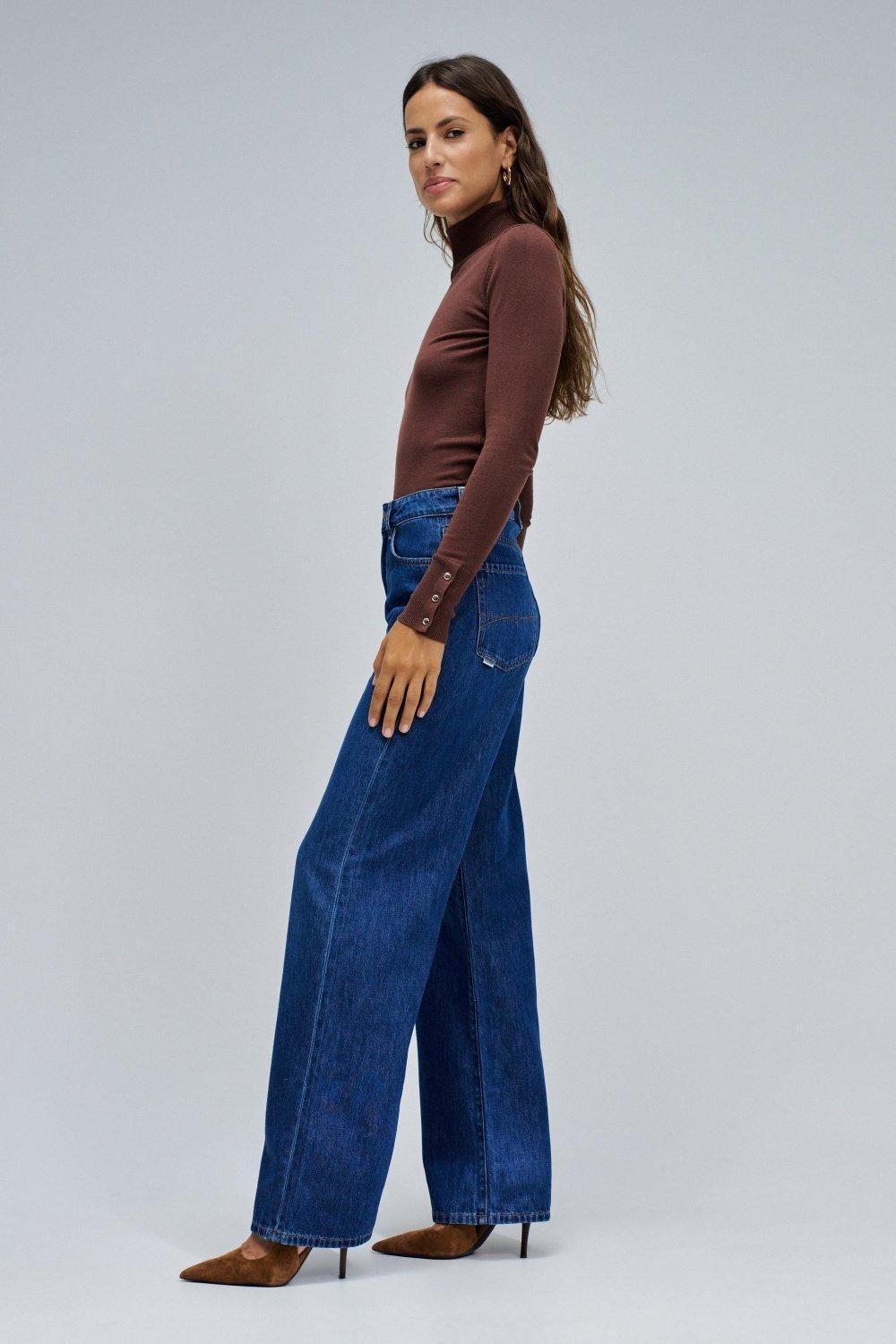 Wide Leg Jeans, Navy, large image number 2