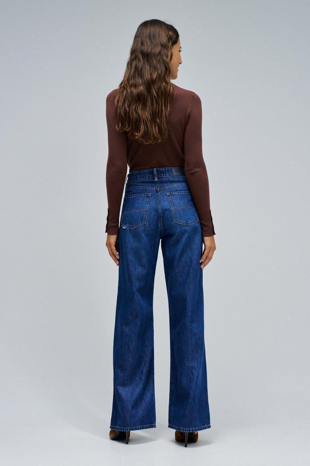 Wide Leg Jeans, Navy, large image number 3