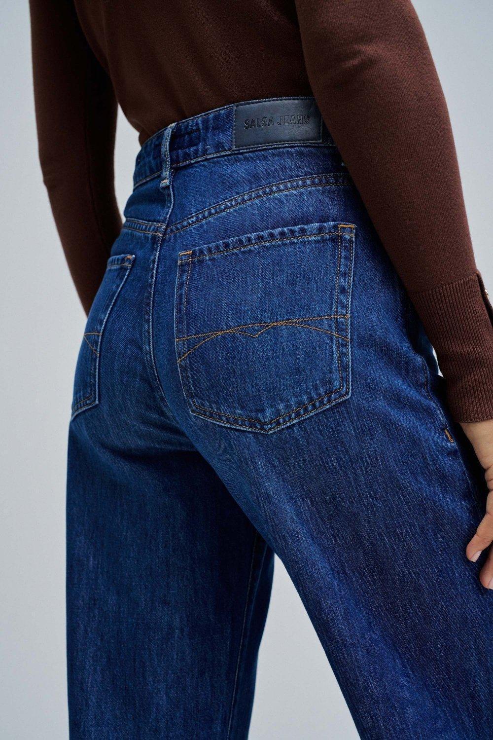 Wide Leg Jeans, Navy, large image number 4