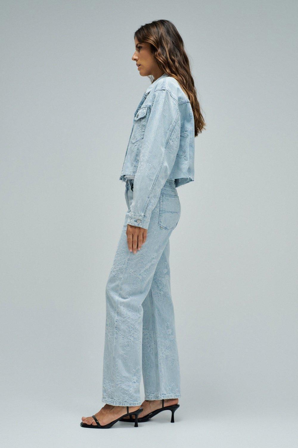 Denim Jacket With Jacquard, Blue, medium