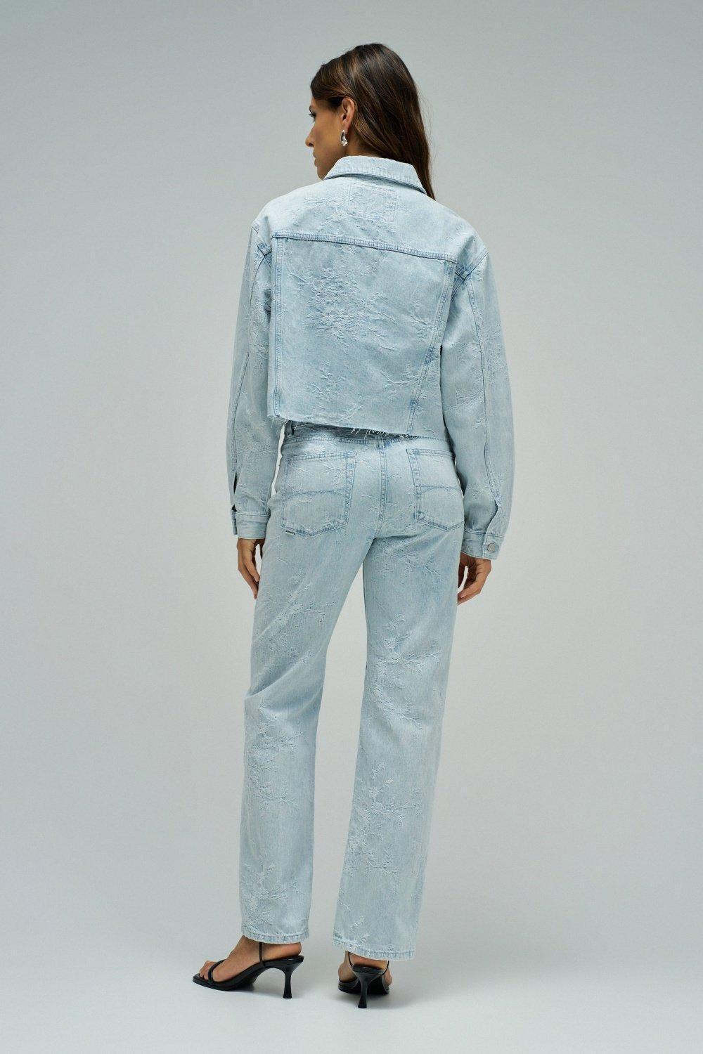 Denim Jacket With Jacquard, Blue, large image number 3
