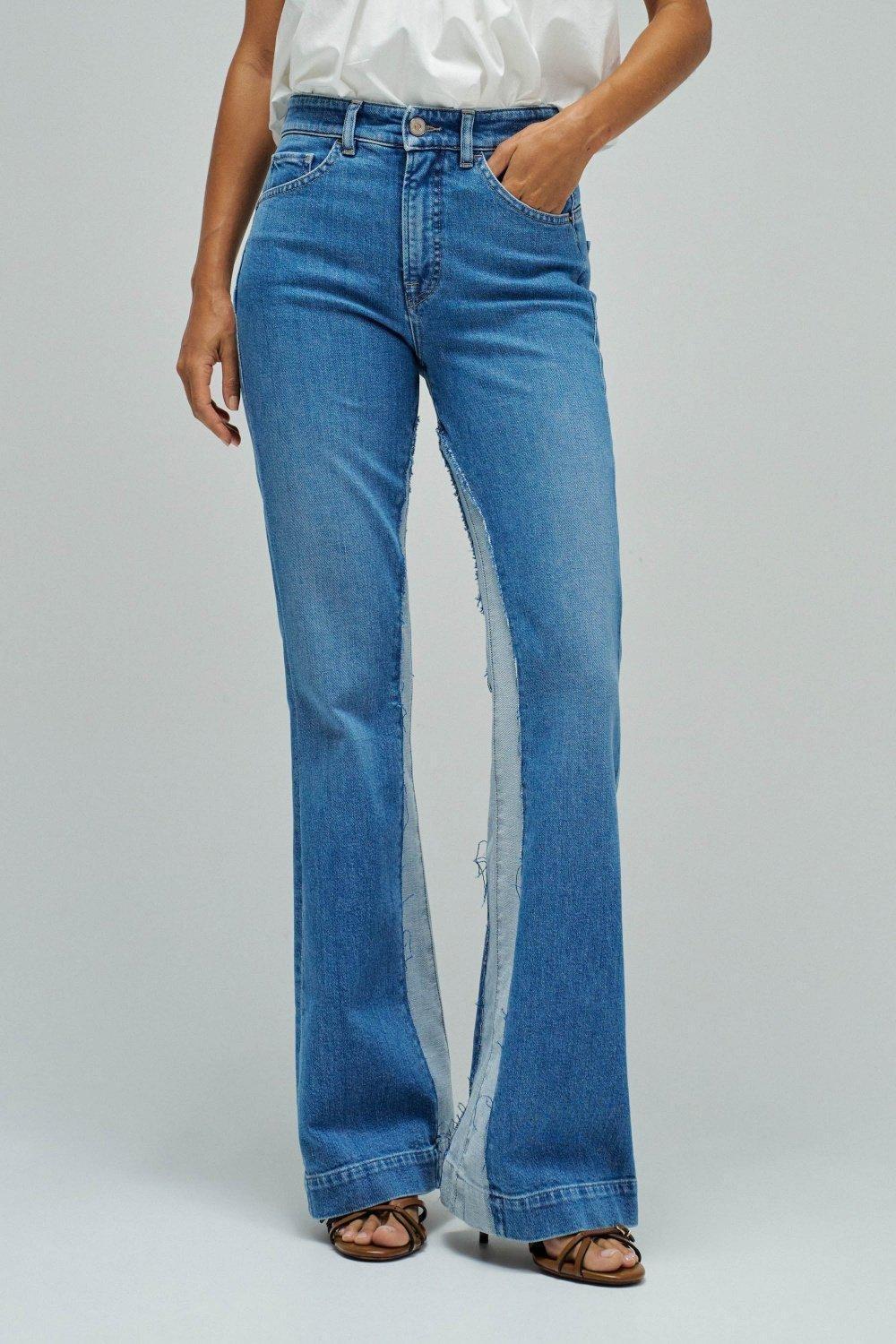 Faith Push In Flare Jeans, Blue, medium