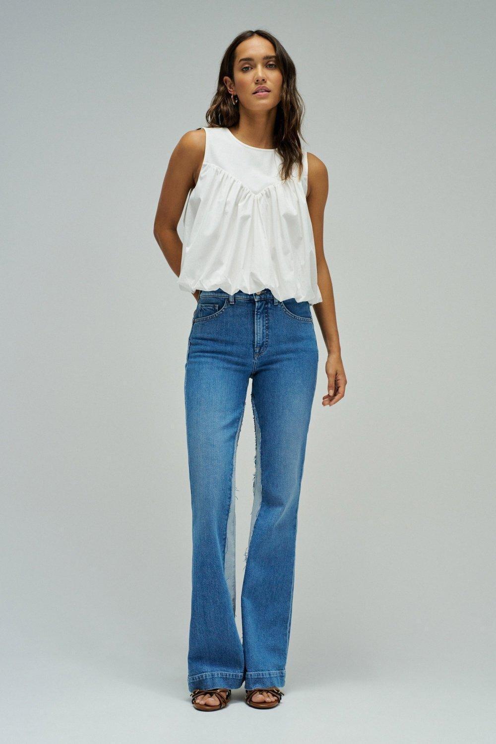 Faith Push In Flare Jeans, Blue, medium