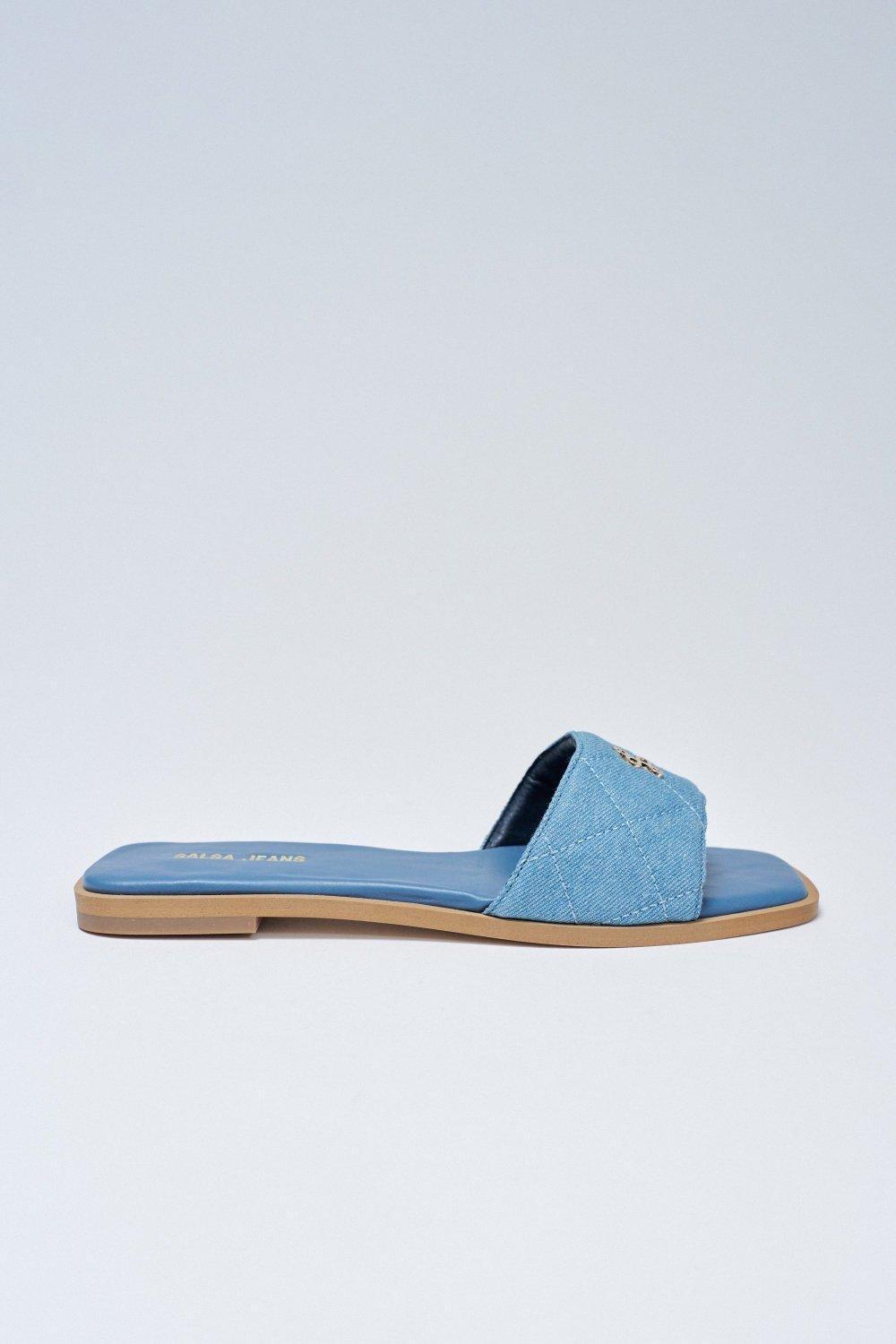 Denim Sandals With Branding, Blue, medium