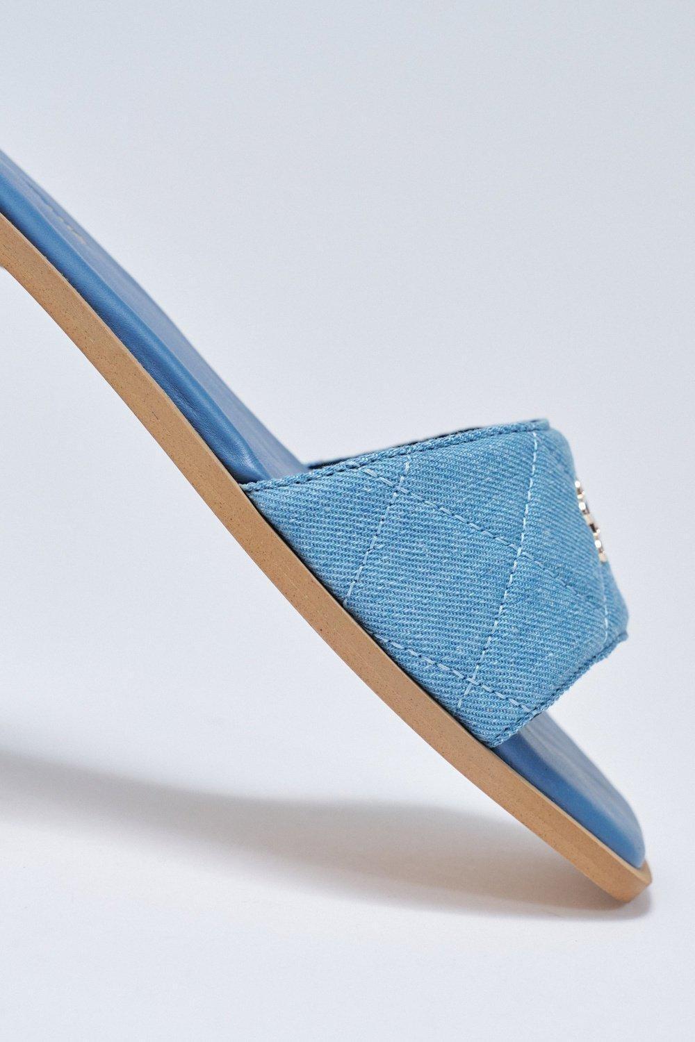 Denim Sandals With Branding, Blue, medium