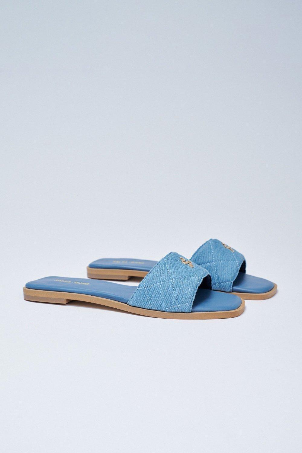 Denim Sandals With Branding, Blue, medium