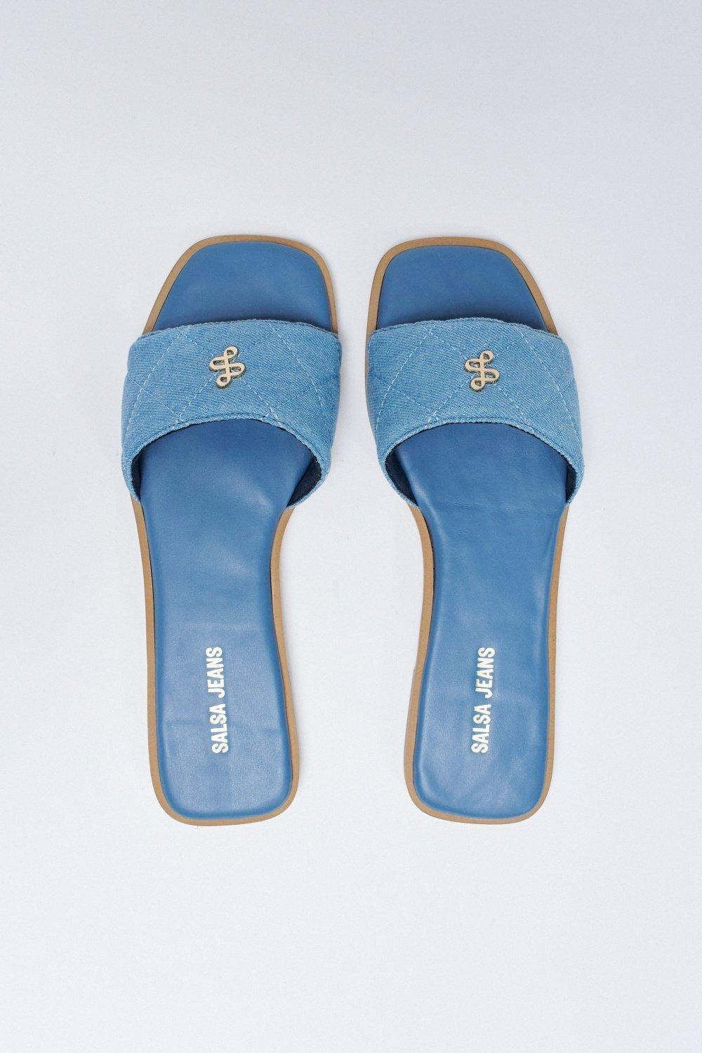 Denim Sandals With Branding, Blue, large image number 4