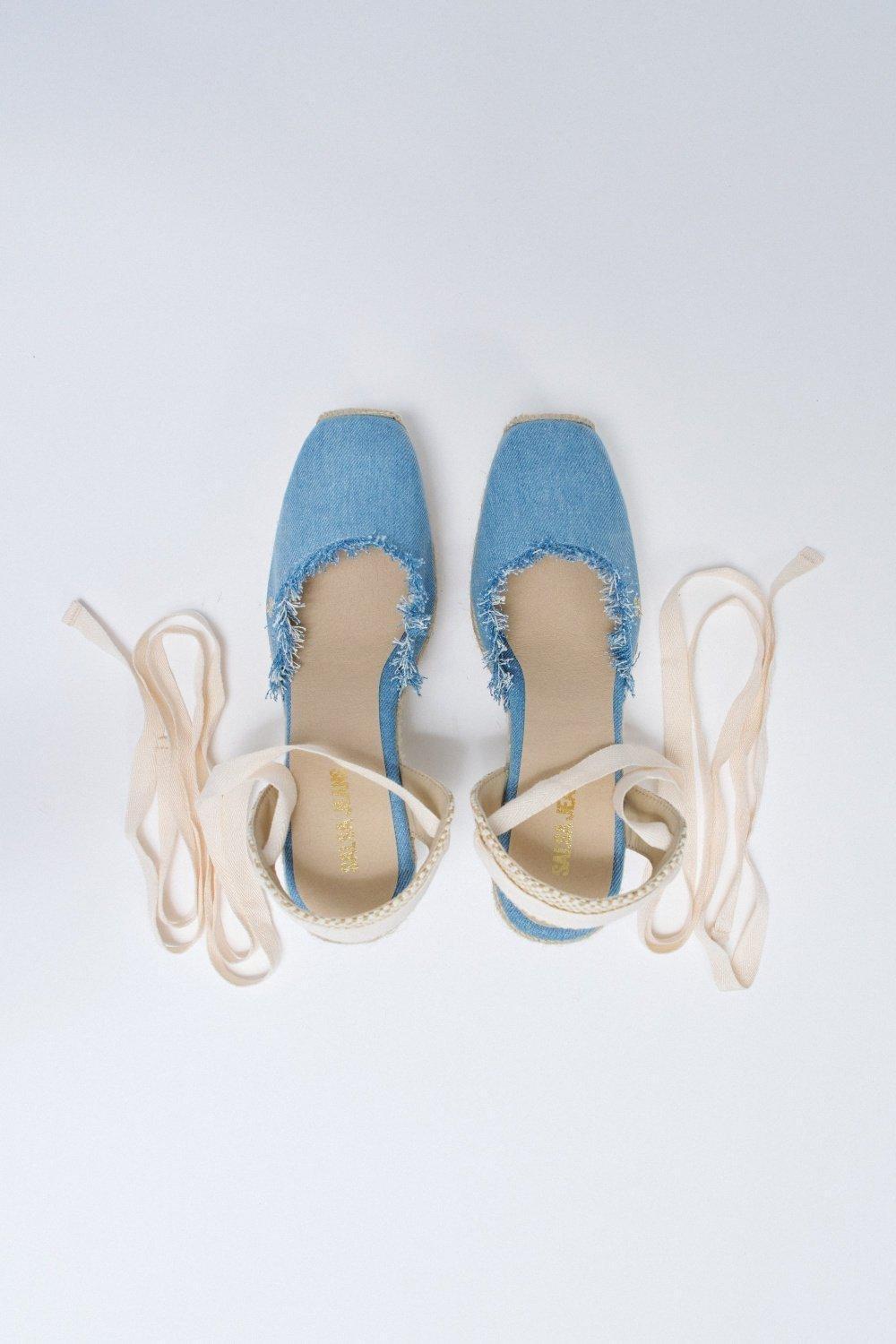 Wedge Heel Espadrilles In Denim, Navy, large image number 4