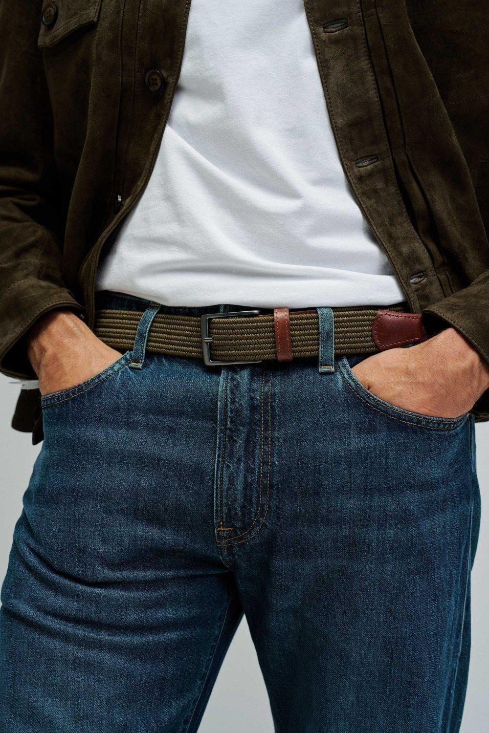 Woven Belt, Green, medium