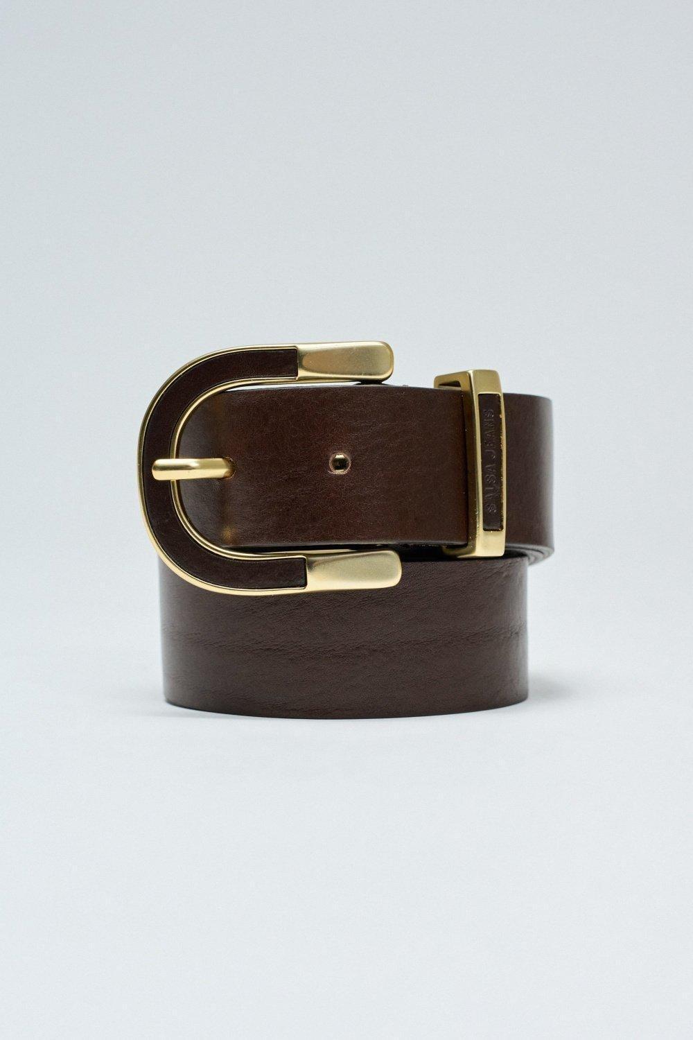 Leather Belt, Brown, large image number 1