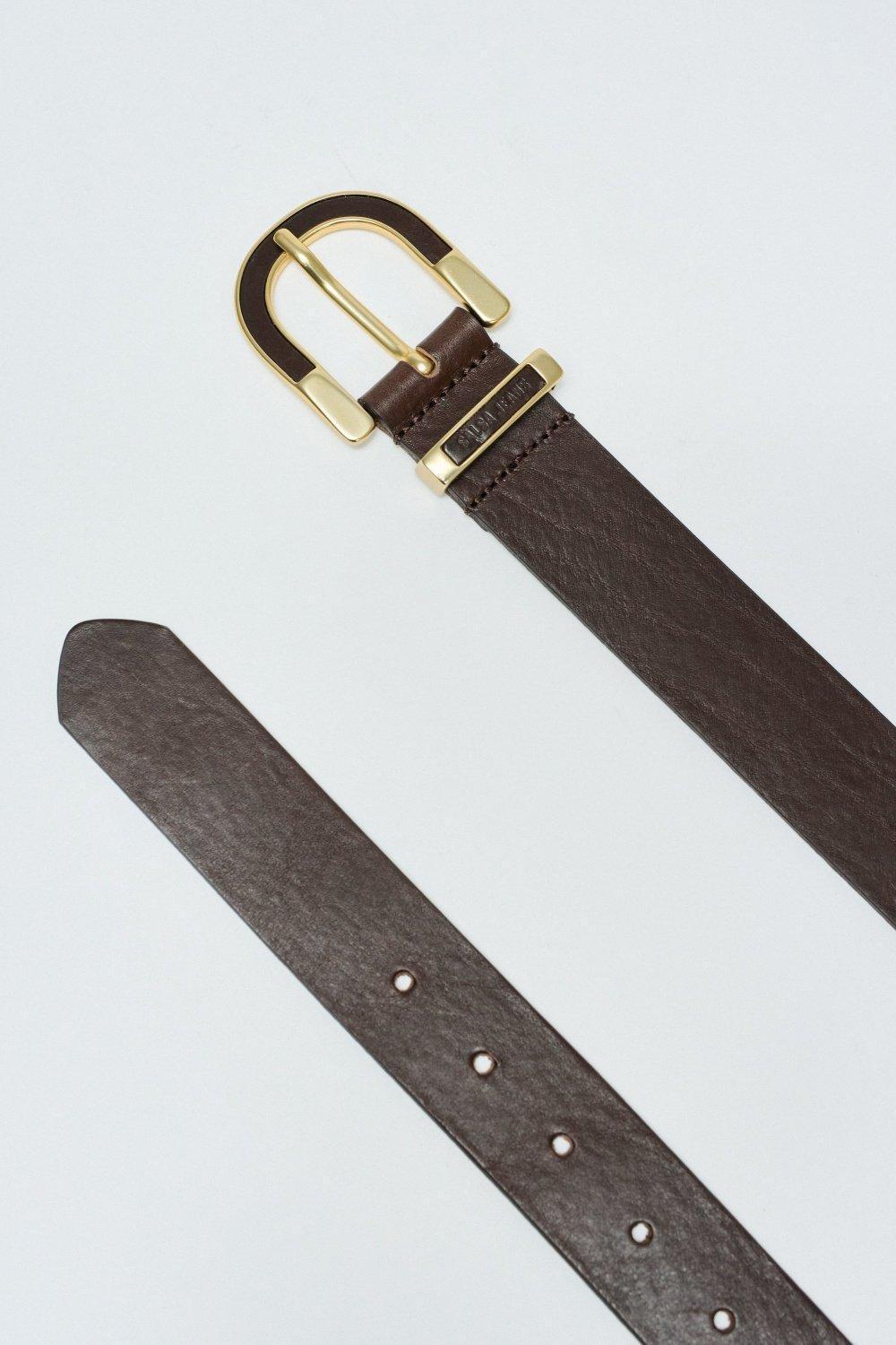 Leather Belt, Brown, large image number 3