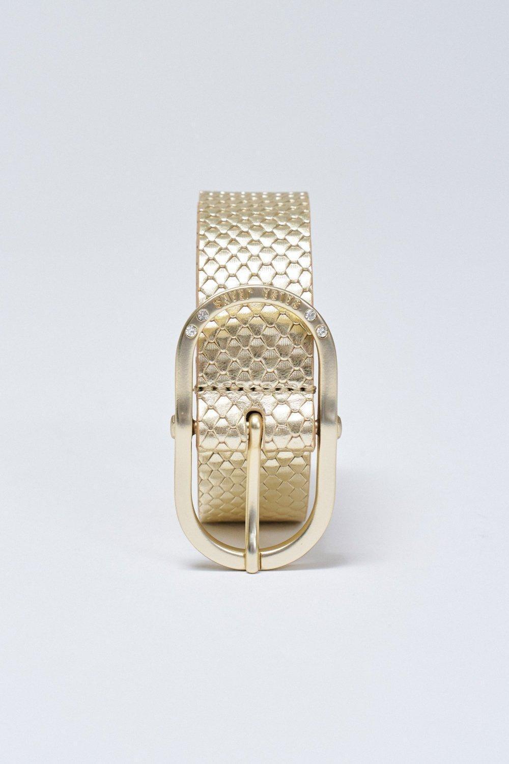 Leather Belt, Gold, medium