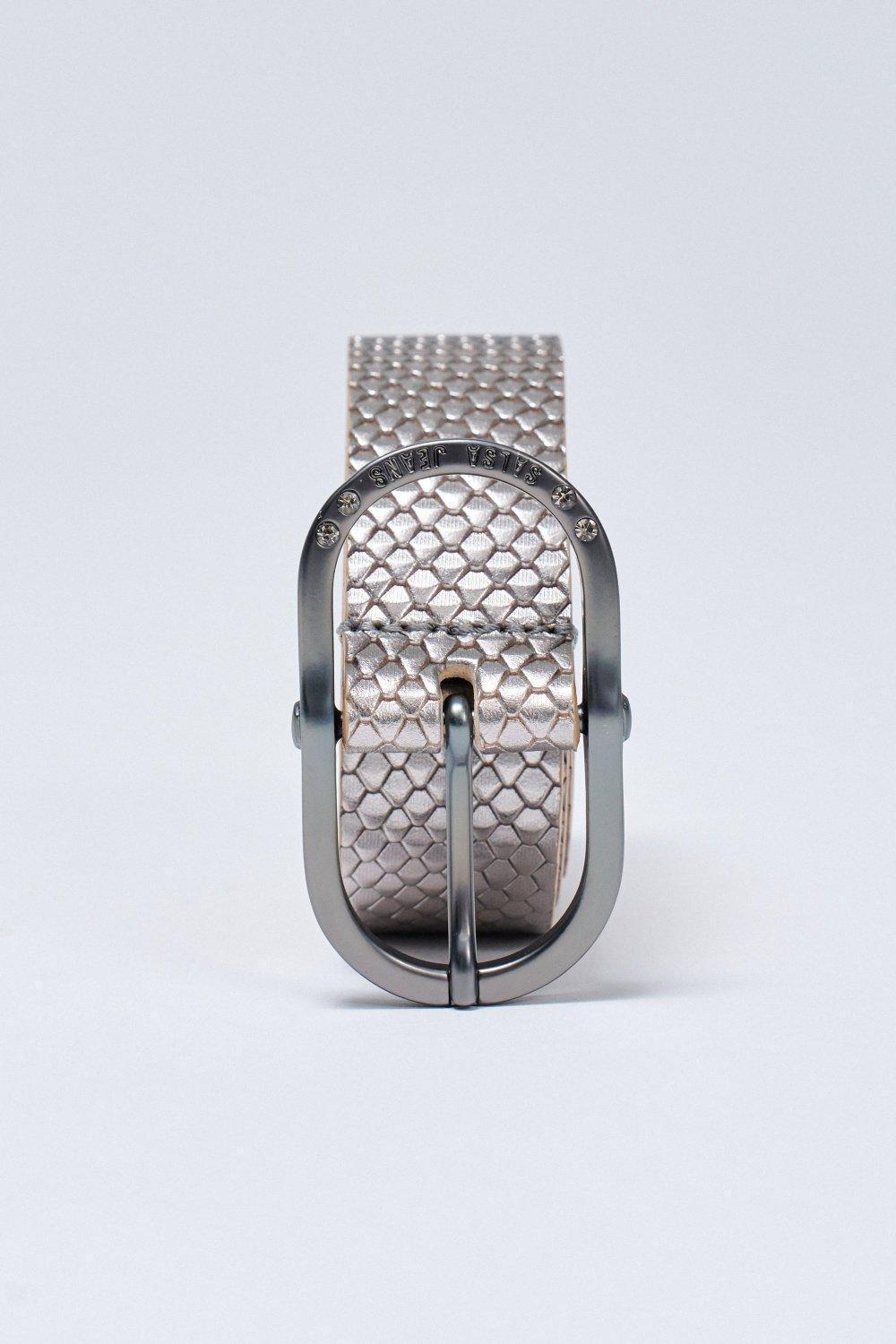 Leather Belt, Grey, medium