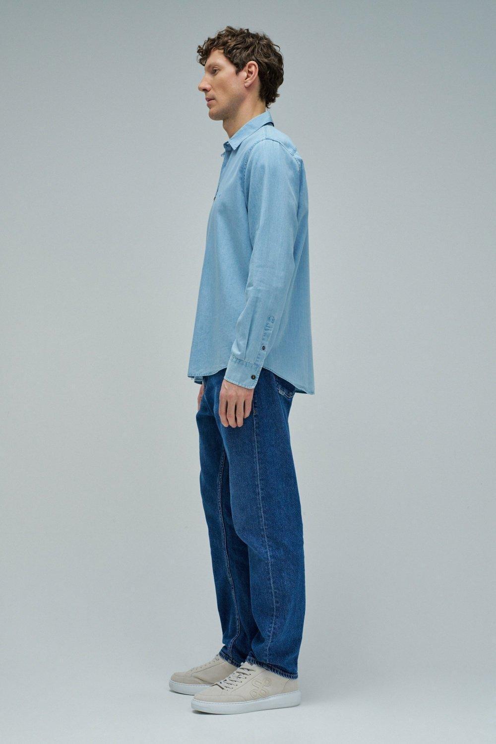 Denim Shirt With Tencel, Blue, large image number 2
