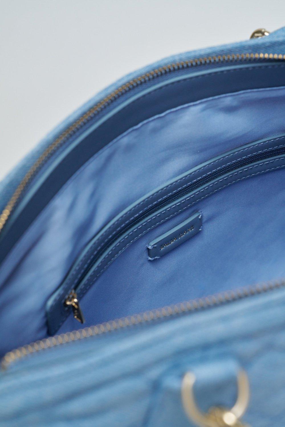 Padded Denim Tote Bag, Blue, large image number 1