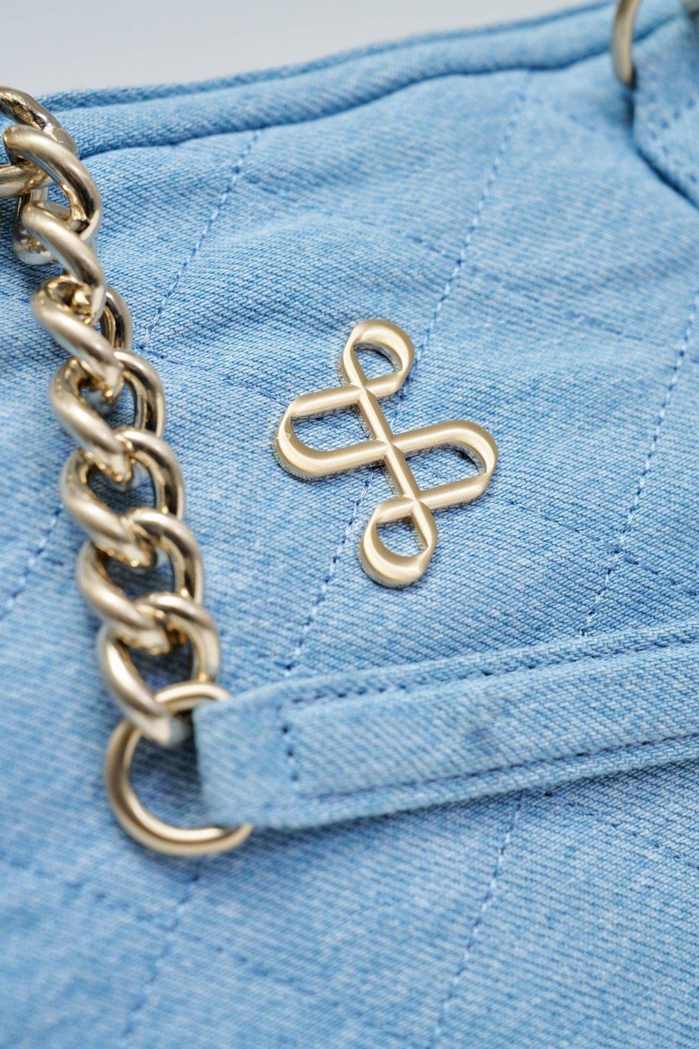 Padded Denim Tote Bag, Blue, large image number 4