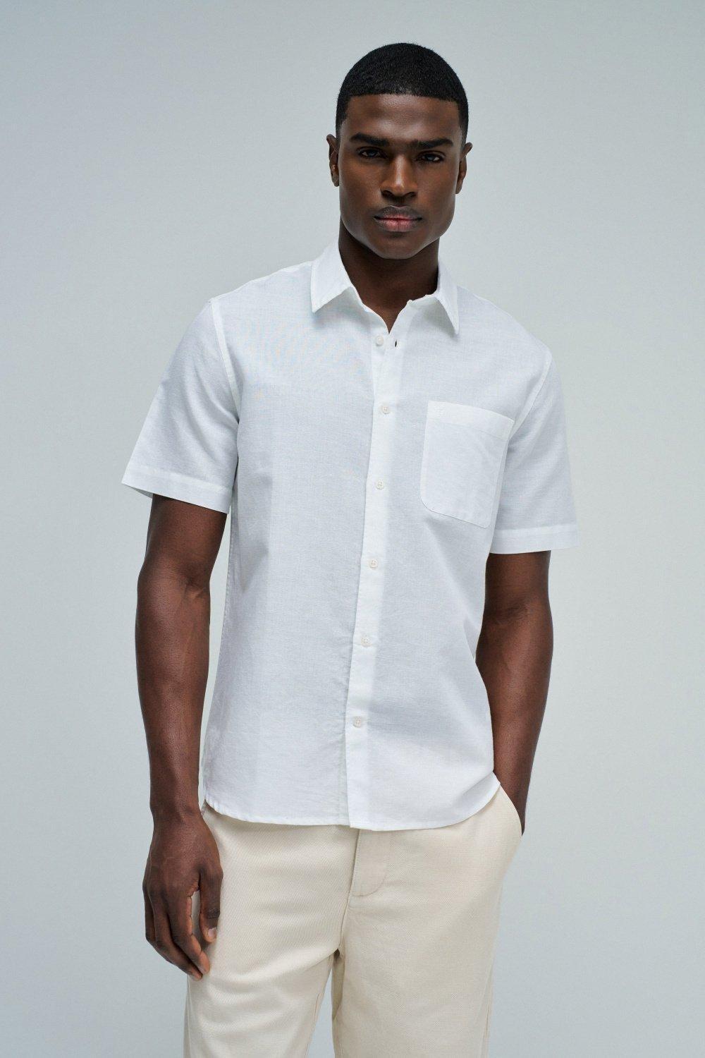 Shirt With Linen, White, medium