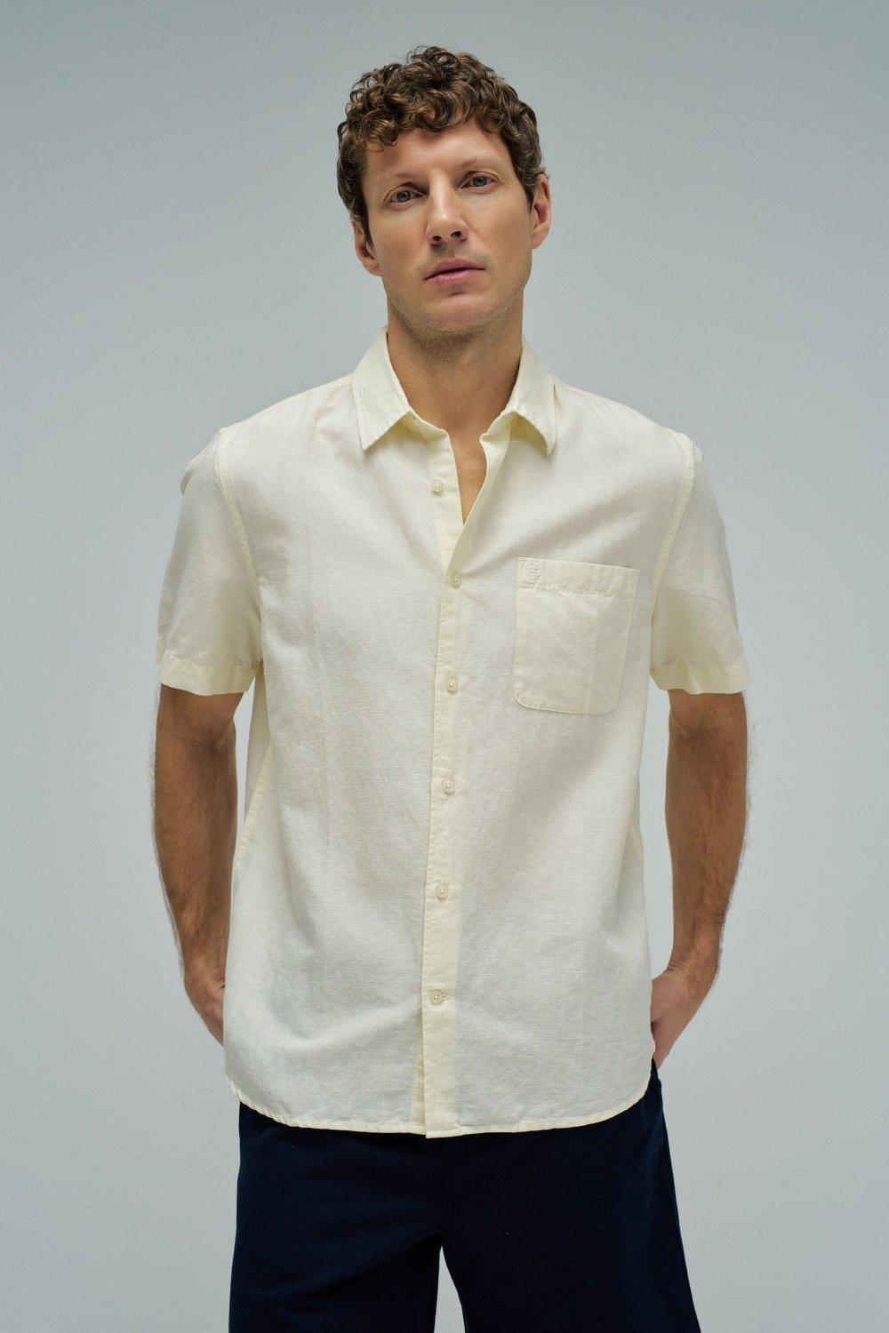 Shirt With Linen, Yellow, medium