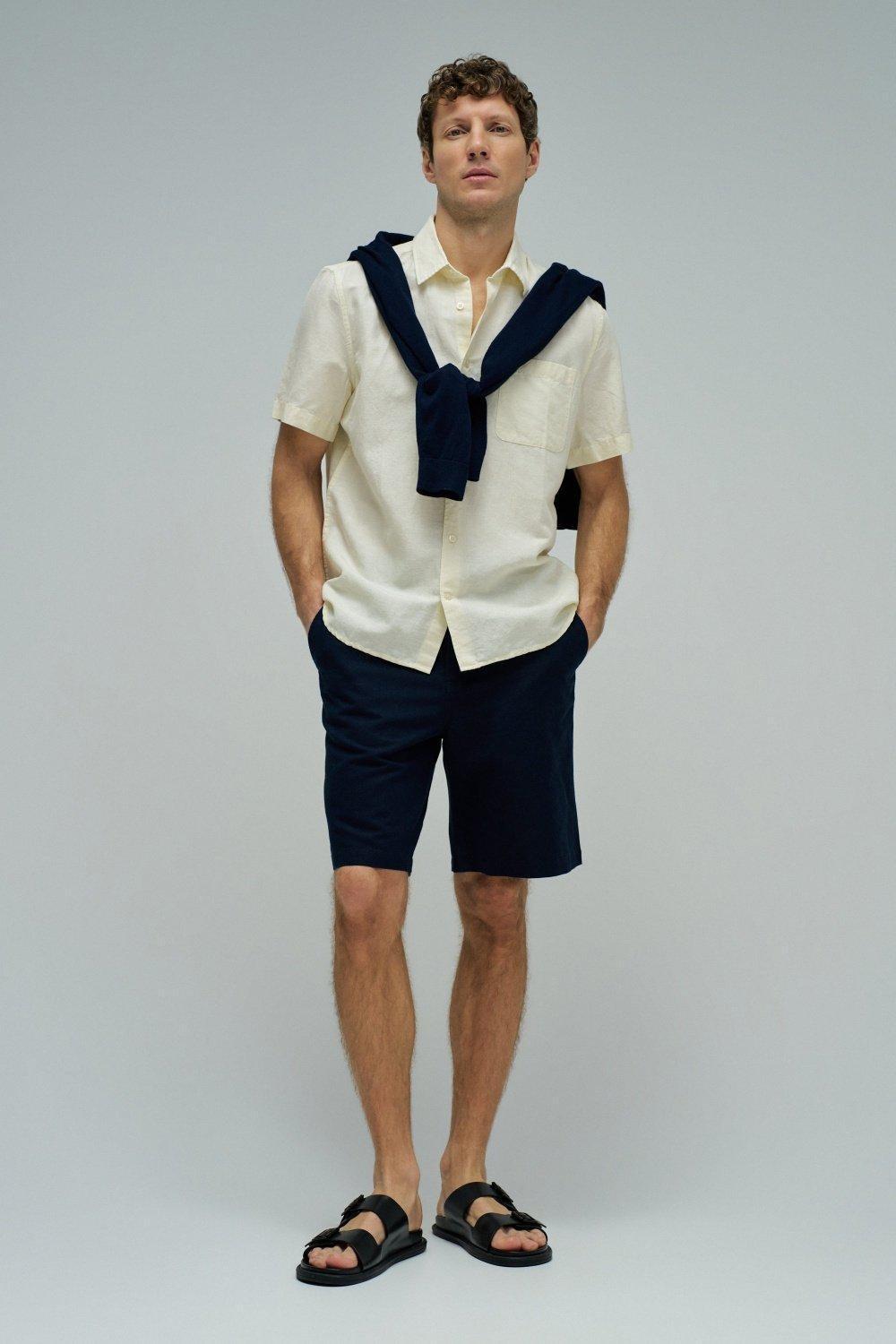 Shirt With Linen, Yellow, medium