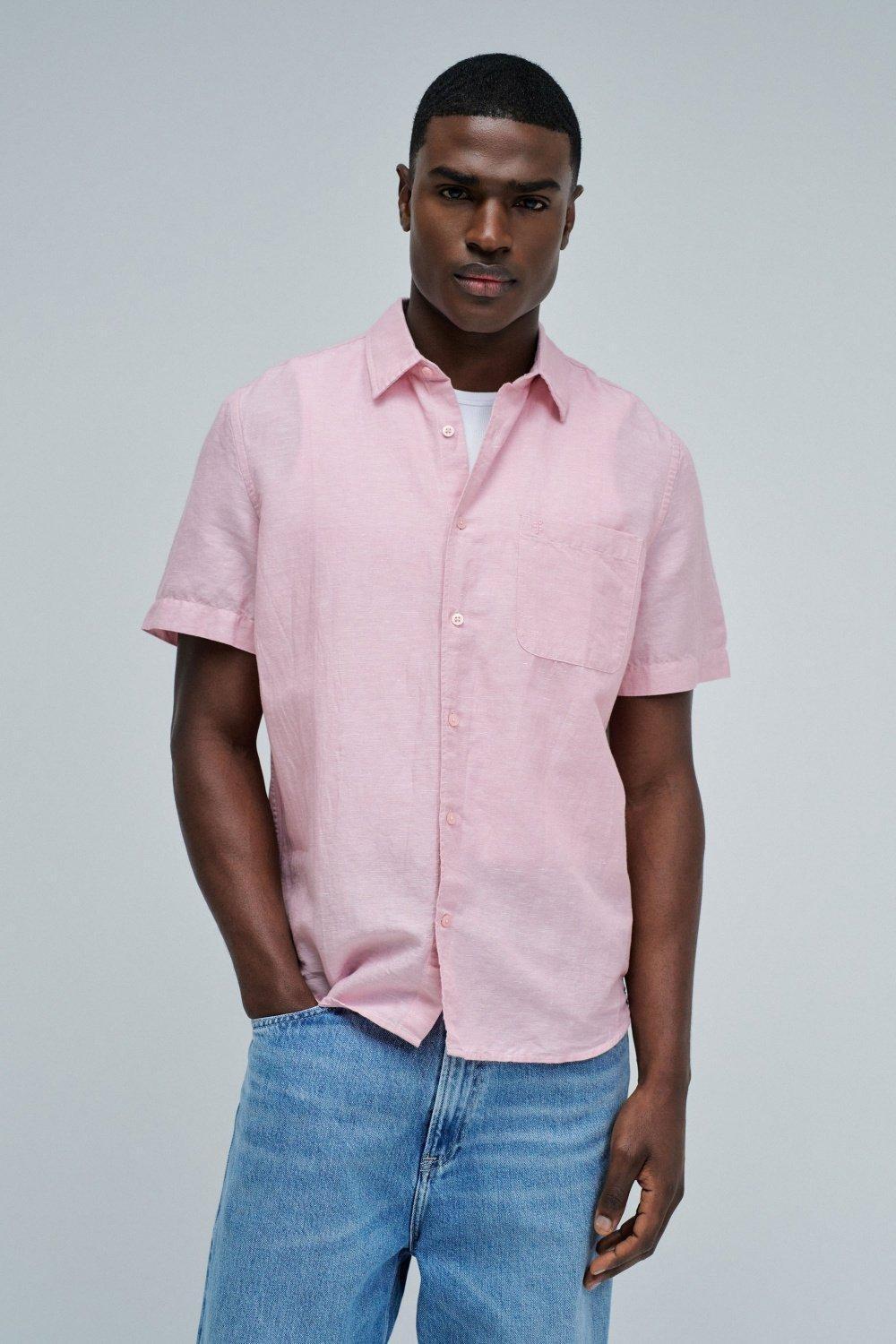 Shirt With Linen, Pink, medium