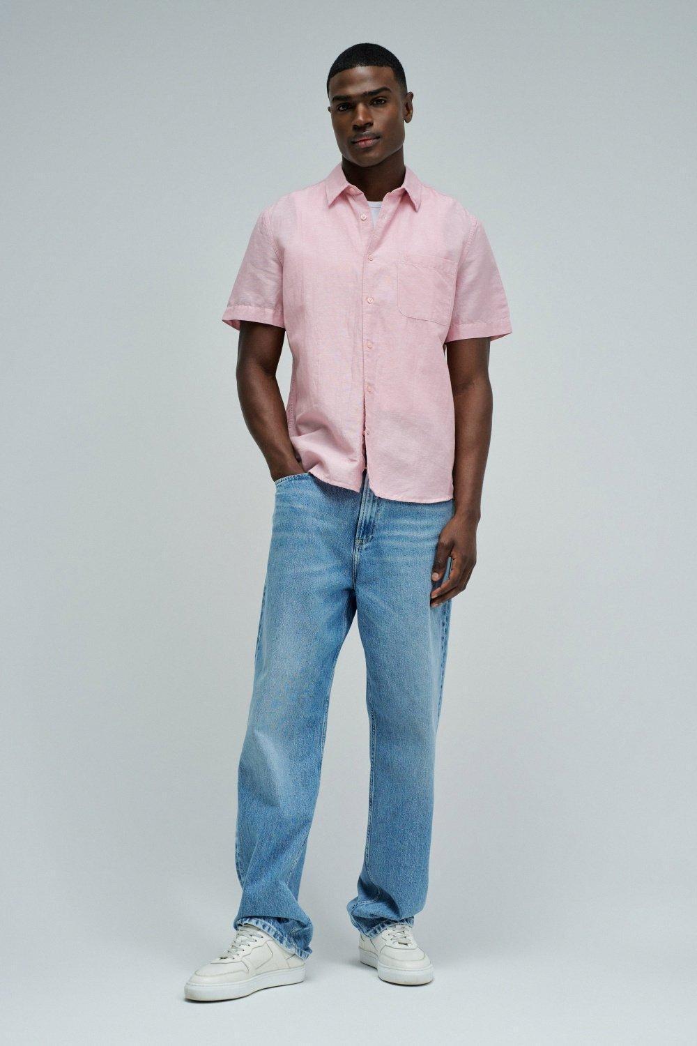 Shirt With Linen, Pink, medium