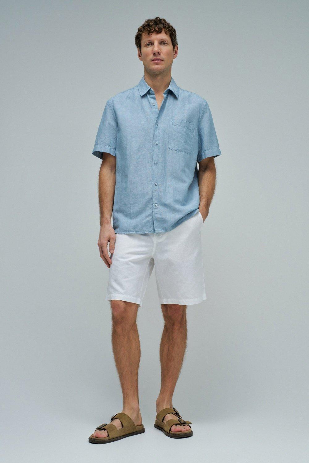 Shirt With Linen, Blue, medium