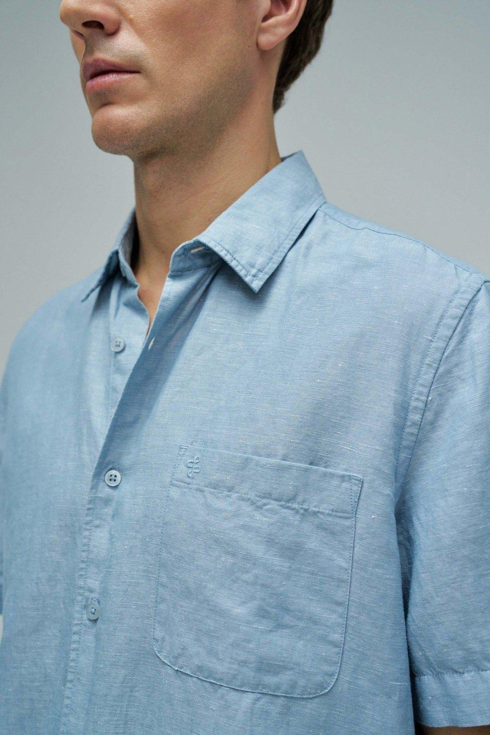 Shirt With Linen, Blue, large image number 4