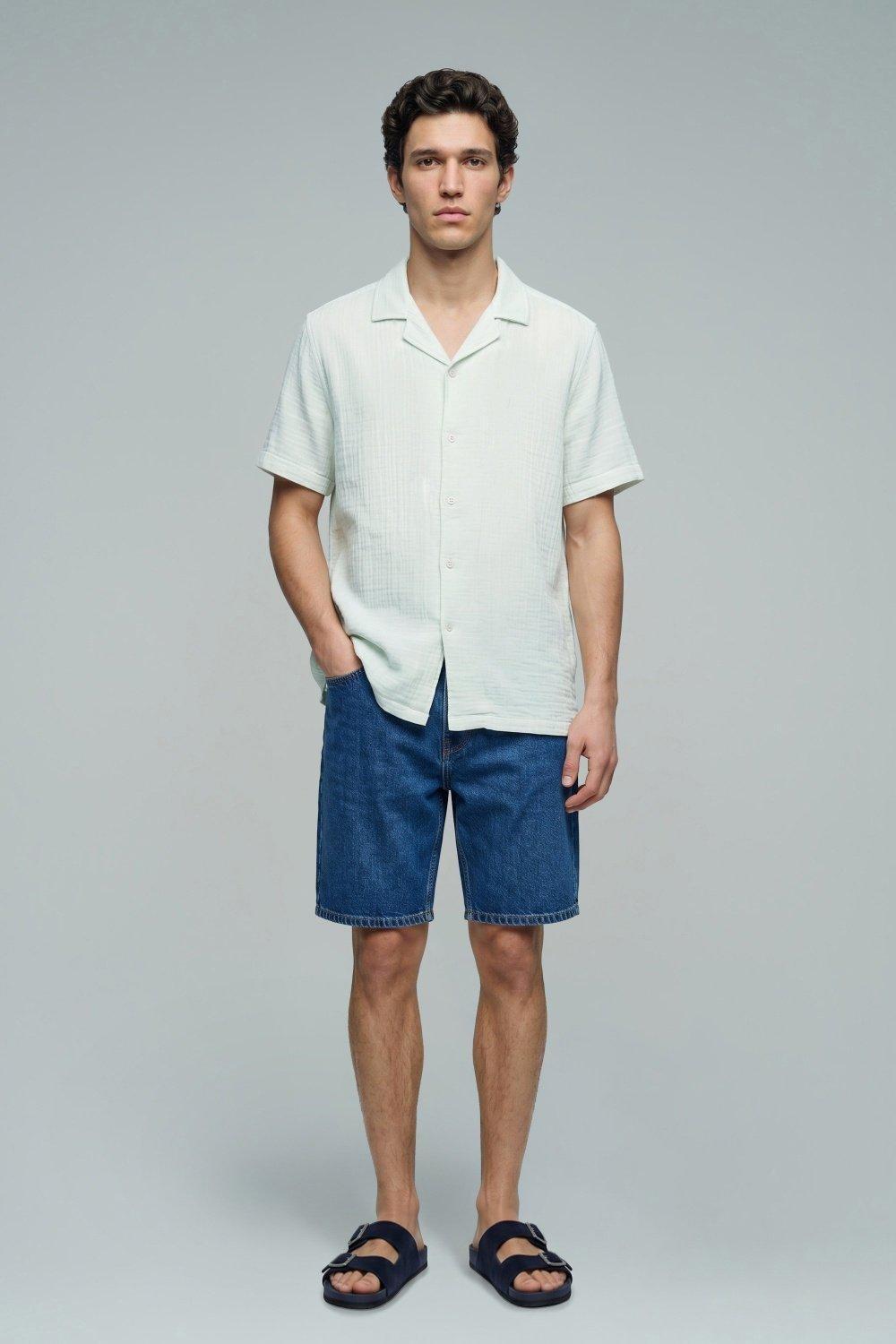 Short Sleeved Shirt, Blue, medium