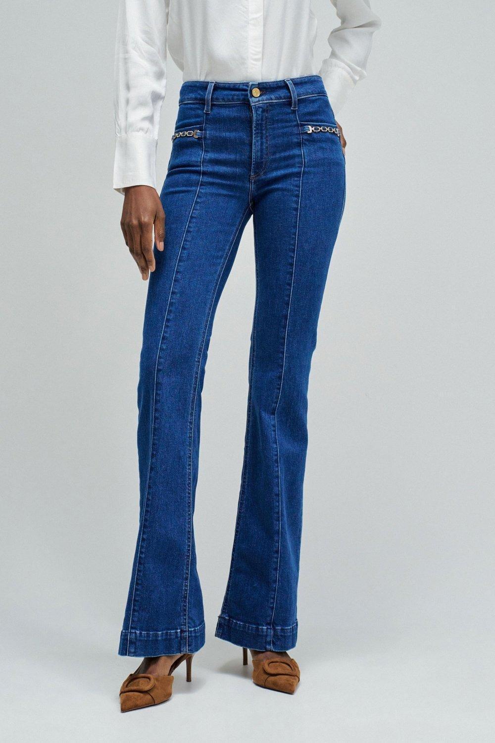 Destiny Push Up Flare Jeans, Dark Blue, medium