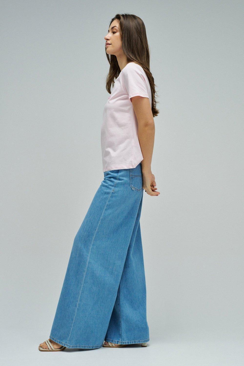 T-Shirt With Branding, Pink, medium