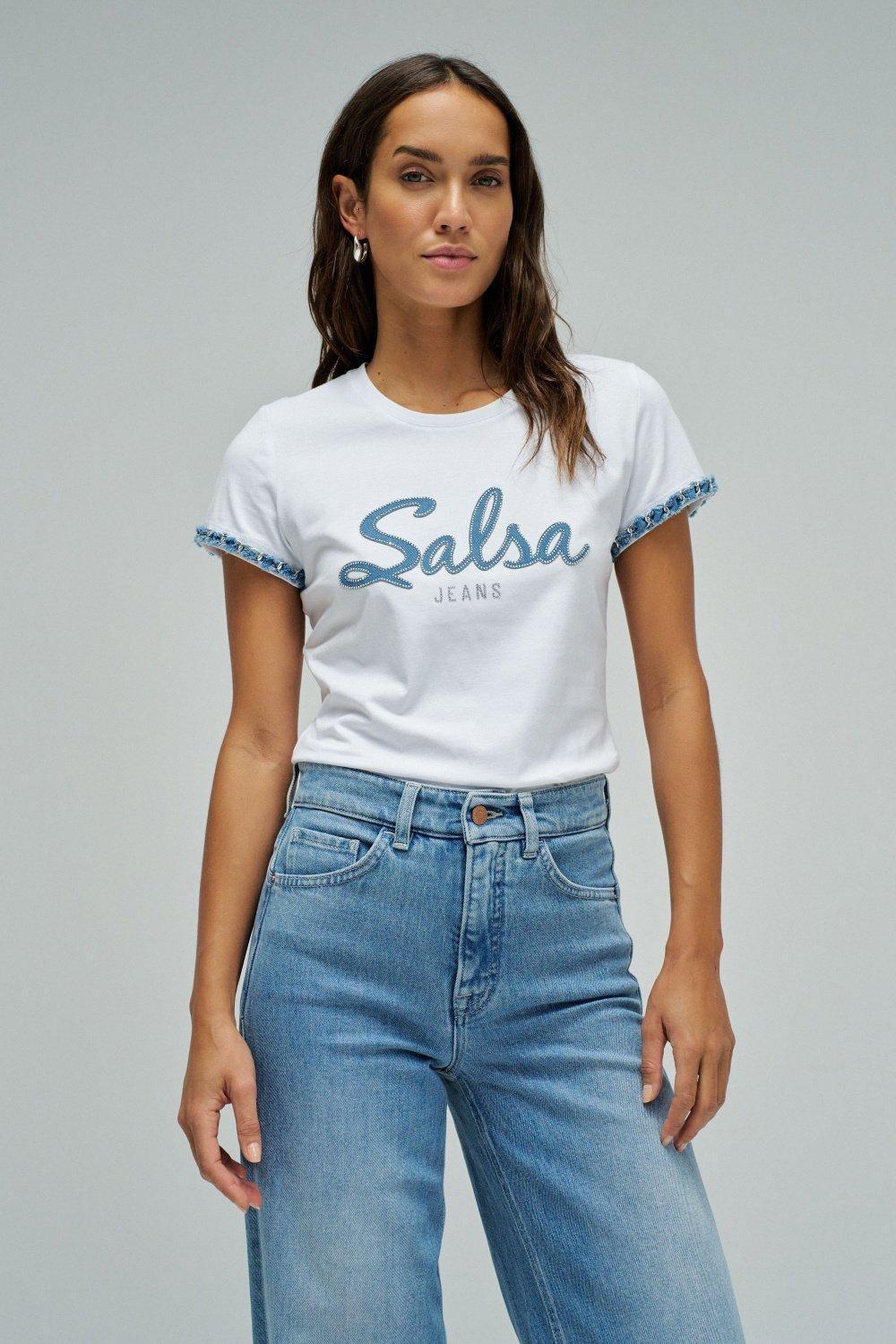 T-Shirt With Branding, White, medium