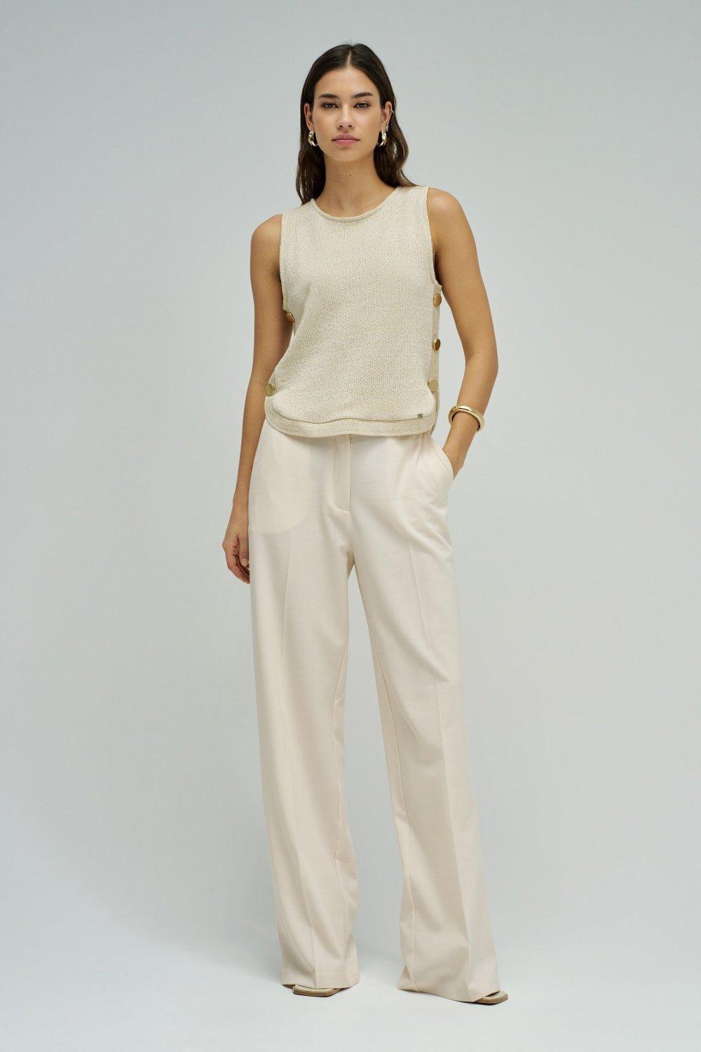 Lurex Knit Top, Beige, large image number 1