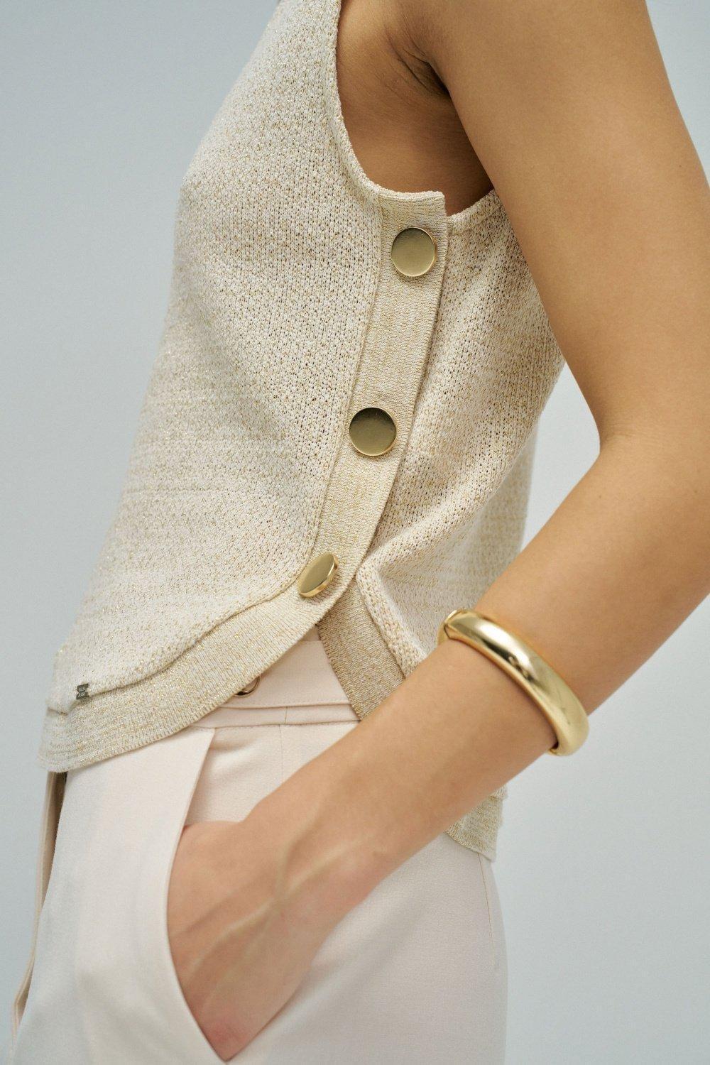 Lurex Knit Top, Beige, large image number 4