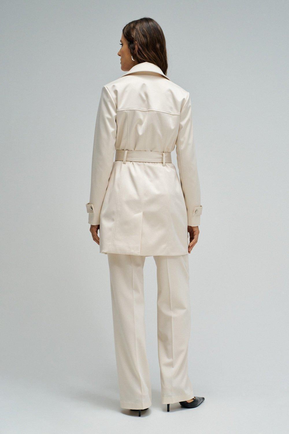 Satin Trench Coat, Beige, large image number 3