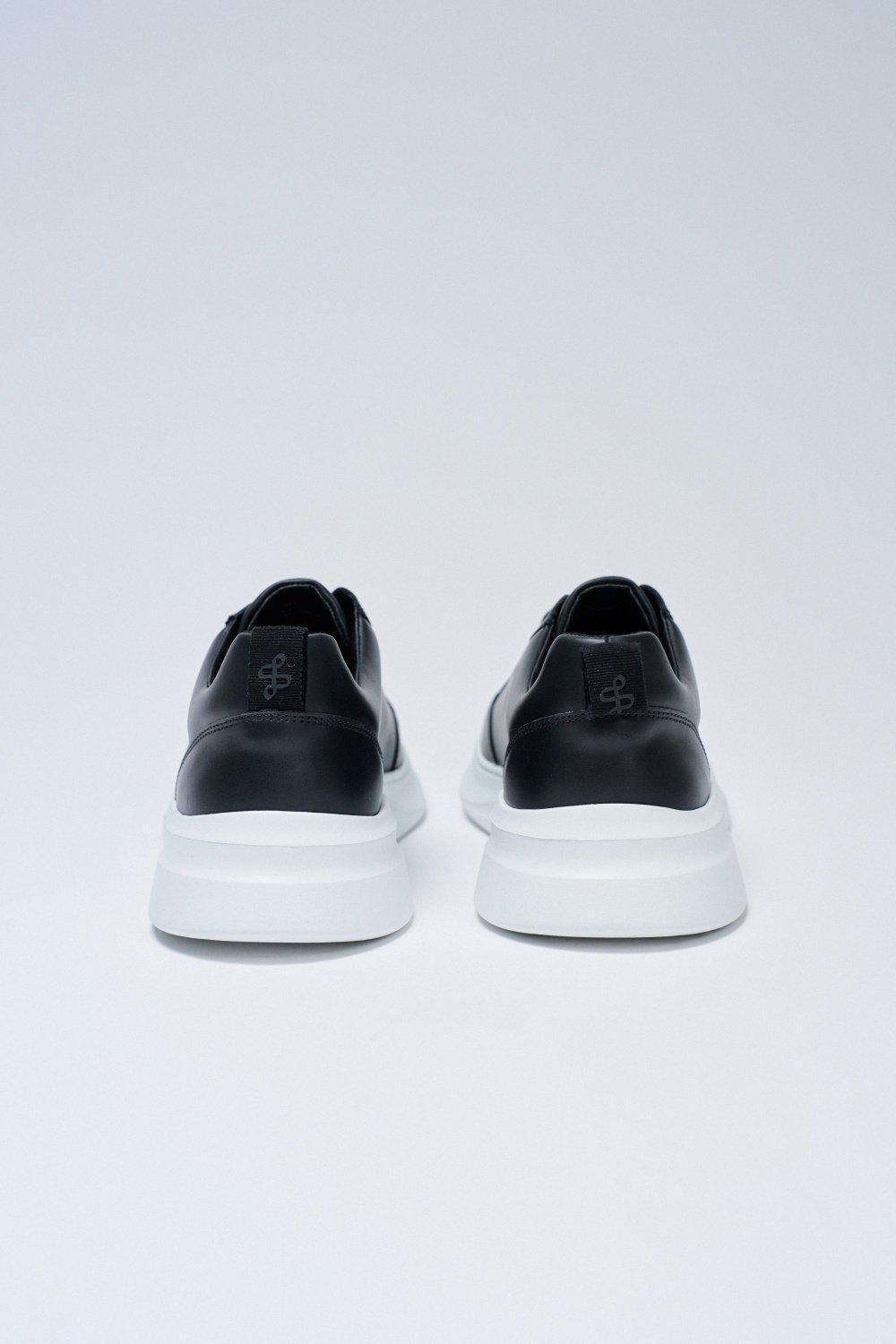 Leather Trainers, Black, medium