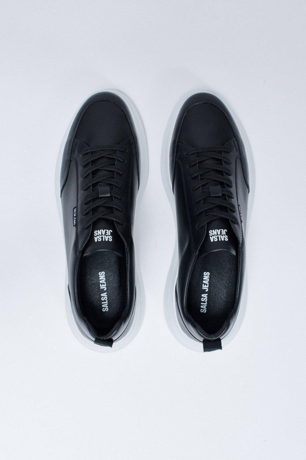 Leather Trainers, Black, large image number 3