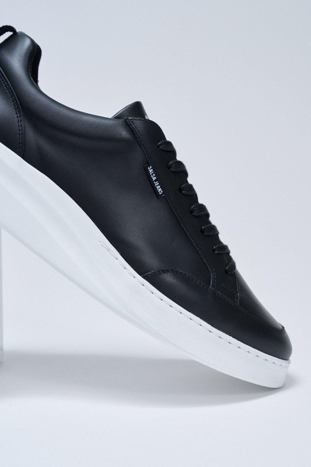 Leather Trainers, Black, large image number 4