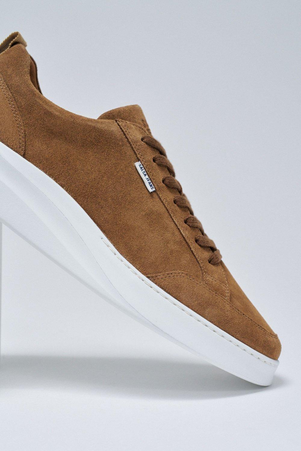Leather Trainers, Brown, medium