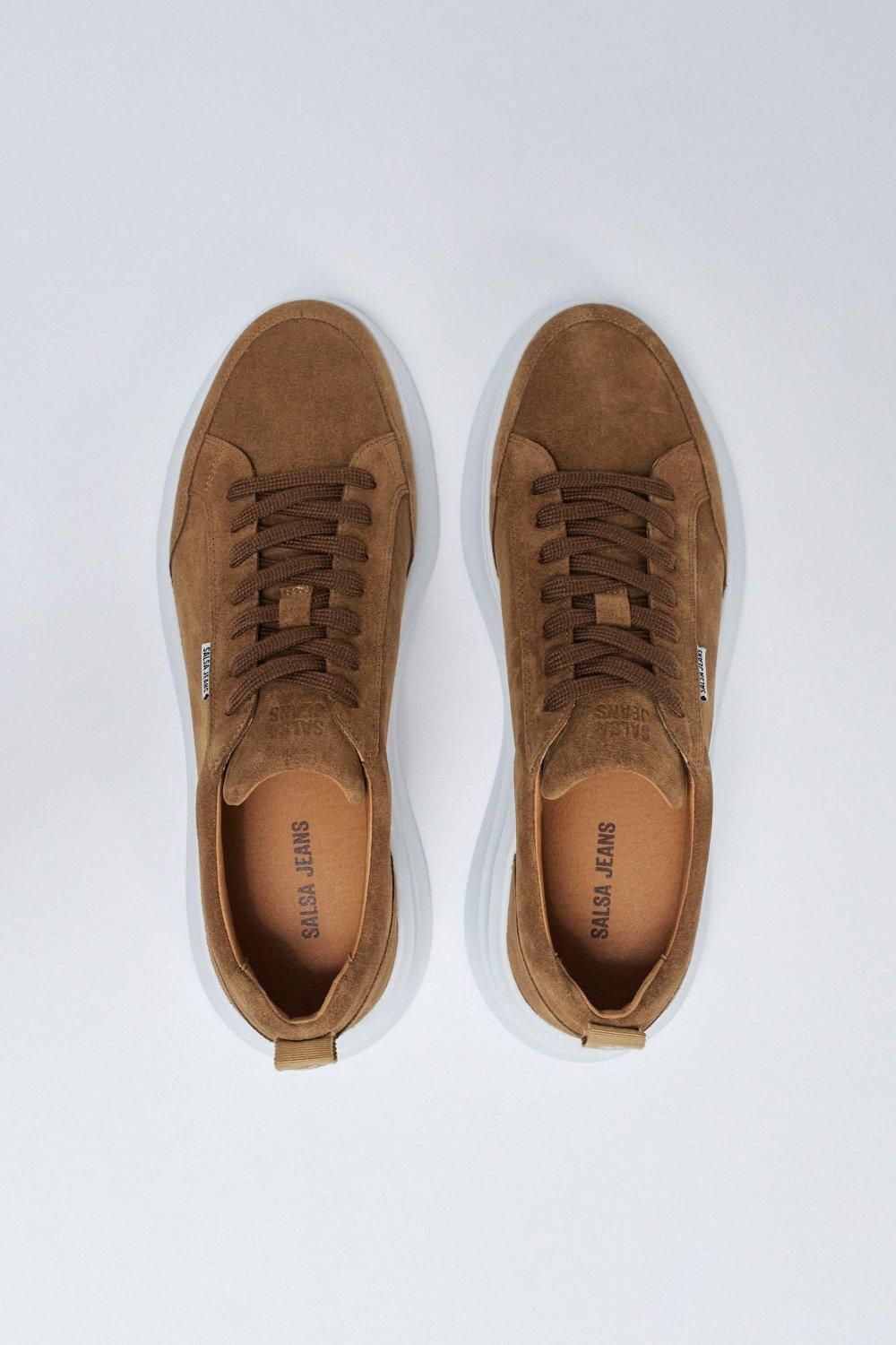 Leather Trainers, Brown, large image number 4