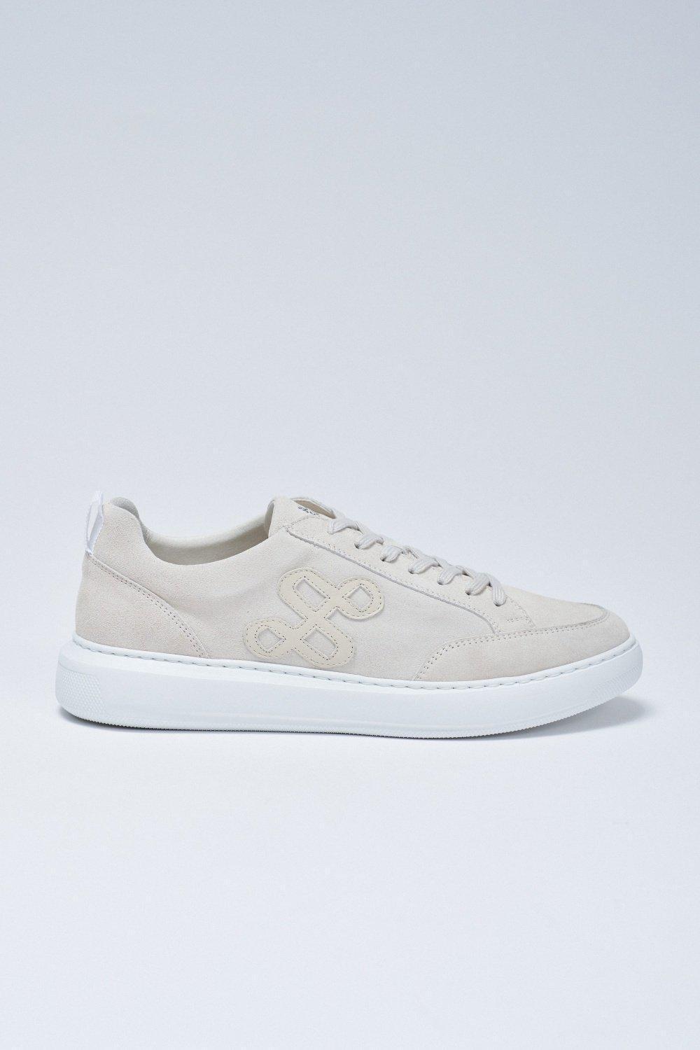 Leather Trainers, Beige, medium
