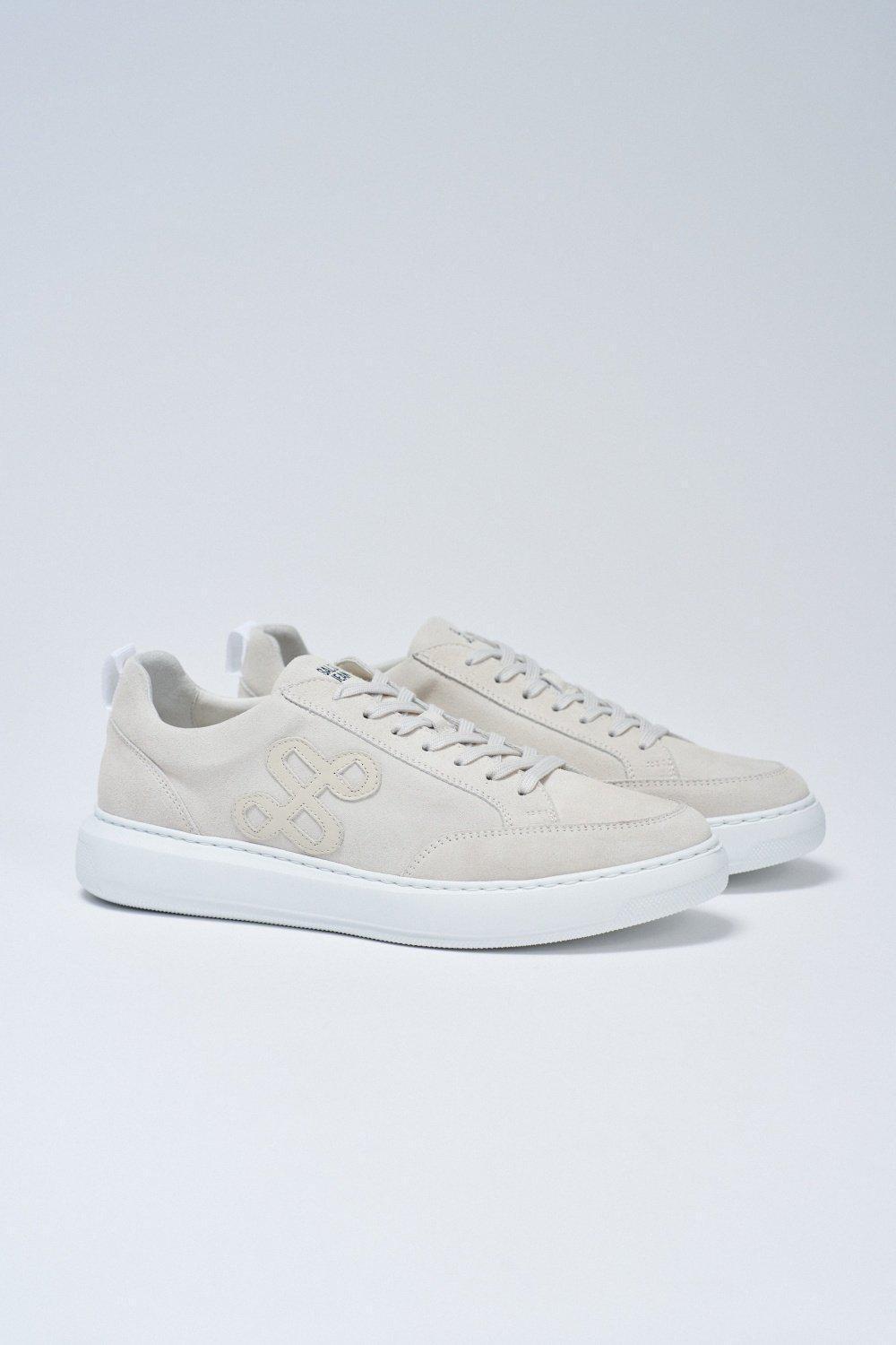 Leather Trainers, Beige, medium