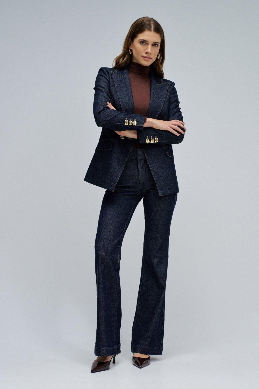 Push In Flare Secret Chino, Dark Blue, large image number 1