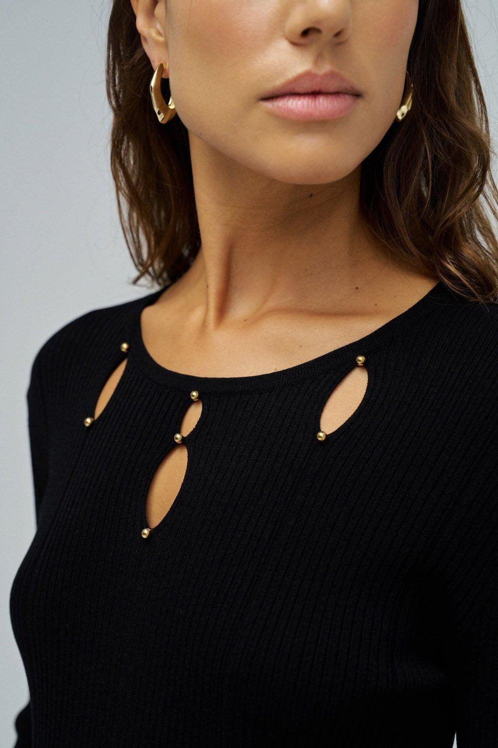 Dress in Ribbed Knit, Black, large image number 4